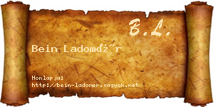 Bein Ladomér névjegykártya
